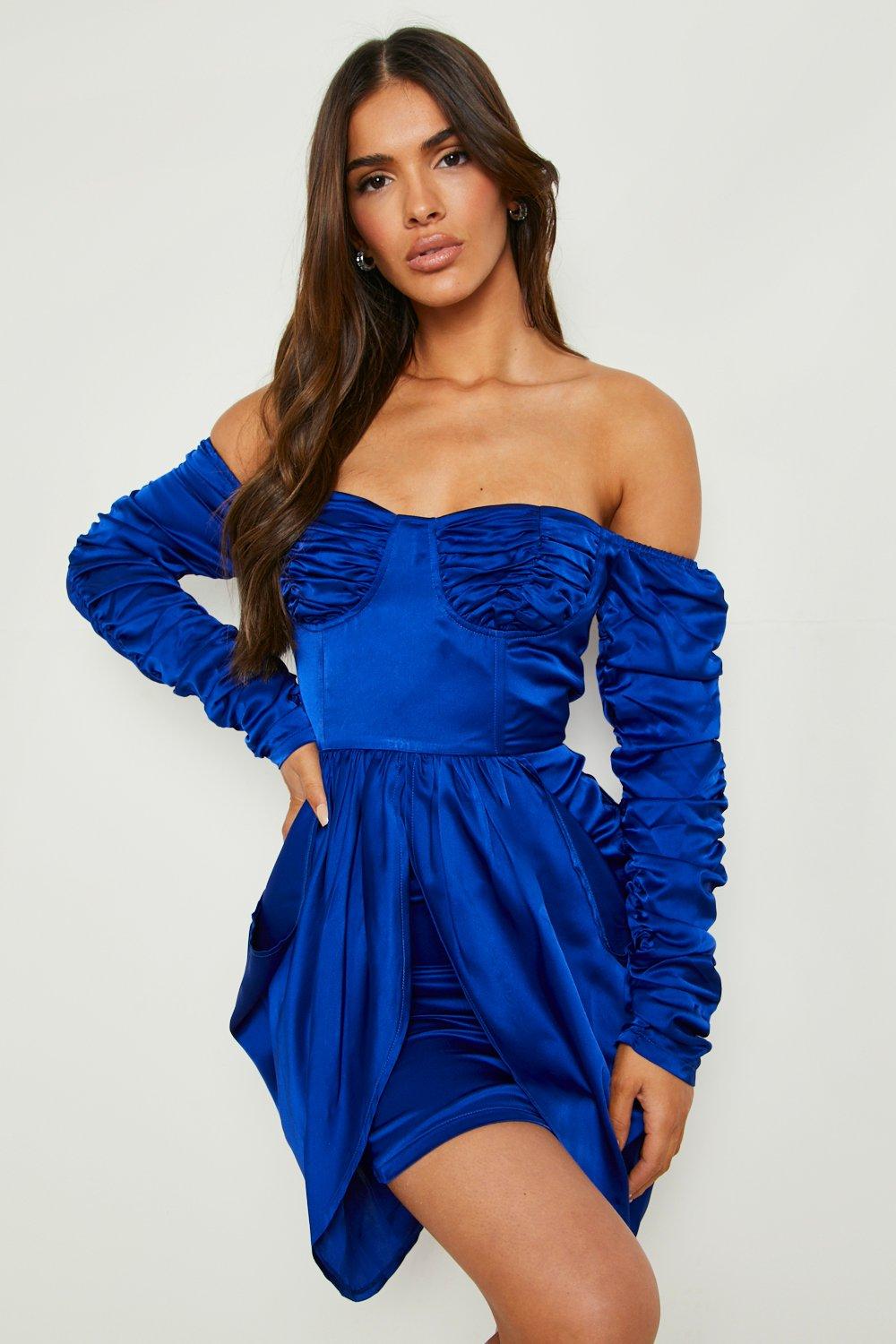 Satin Corset Drape Skirt Mini Dress boohoo